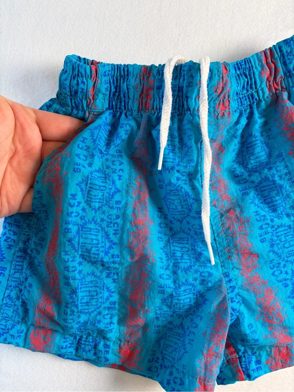 VTG Tadpole 80s Swim Trunks‎ Shorts Geometric AOP What a Blast! 2T